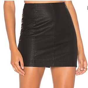 Free People Black Vegan Leather Mini Skirt